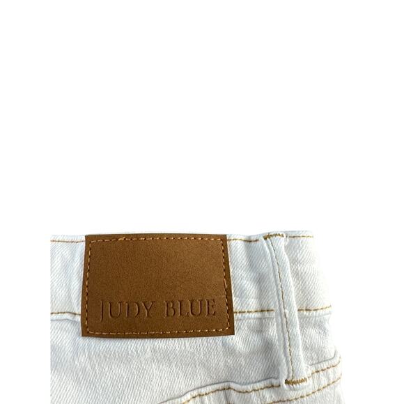 Judy Blue Jean Shorts High Waist Rigid Magic Destroy White Womens Stretch Small - Picture 7 of 7